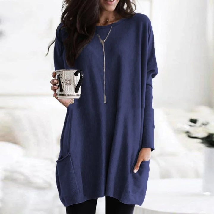 Women's Oversized Long-Sleeve Pocket Tunic Jumper Plus Size - Marineblau
