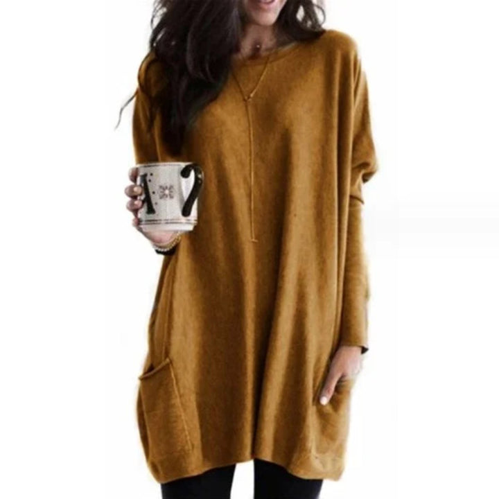 Women's Oversized Long-Sleeve Pocket Tunic Jumper Plus Size - Braun