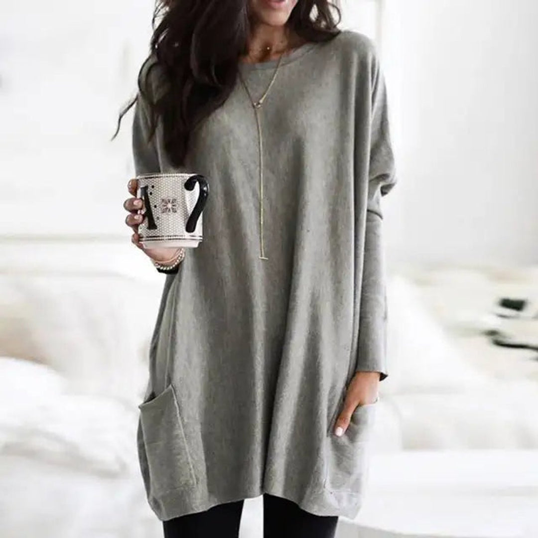 Women's Oversized Long-Sleeve Pocket Tunic Jumper Plus Size