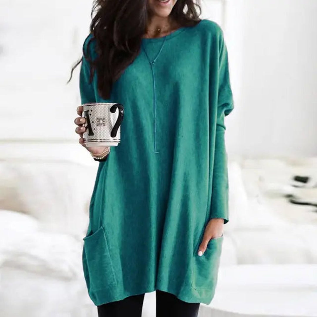 Women's Oversized Long-Sleeve Pocket Tunic Jumper Plus Size