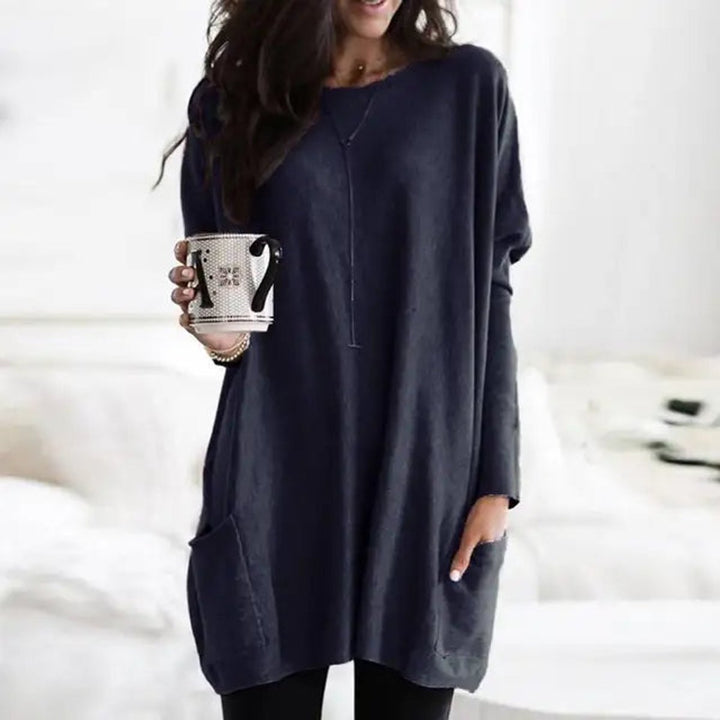 Women's Oversized Long-Sleeve Pocket Tunic Jumper Plus Size