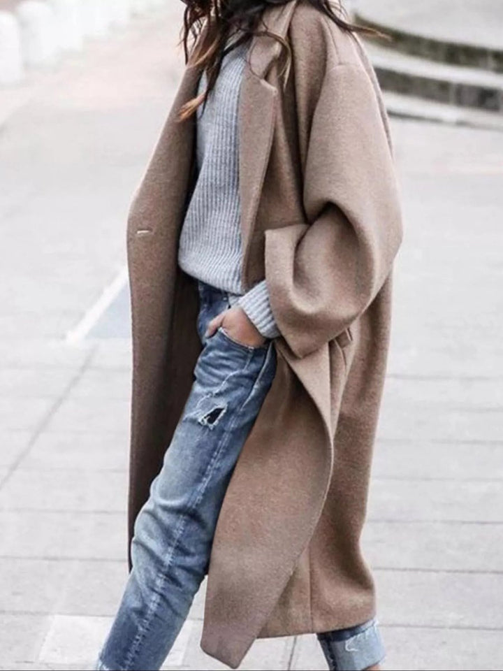 Women's Oversized Long Wool-Blend Coat Puffer Jacket Women Style - Khaki