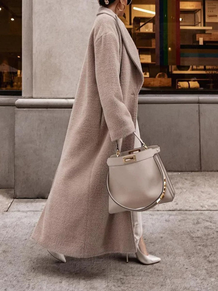 Women's Oversized Long Wool-Blend Lapel Coat Jacket