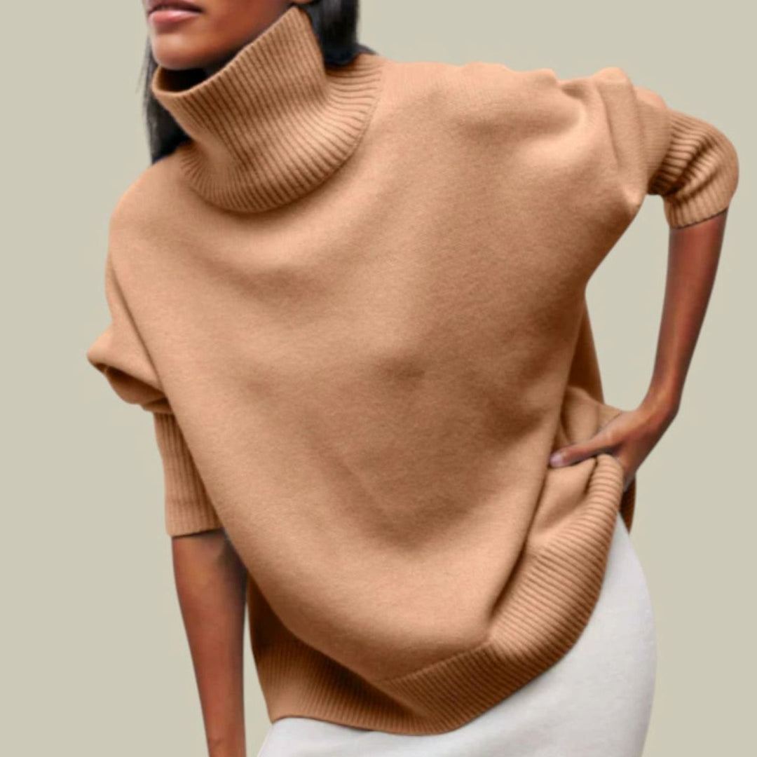 Women's Oversized Loose Fit Turtlenecks Knit Winter Jumper - Khaki