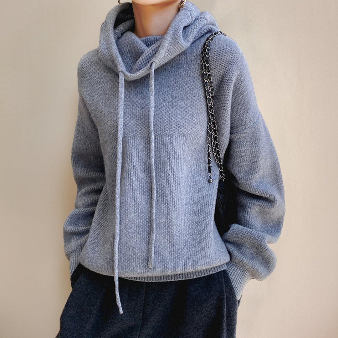 Women's Oversized Merino Wool Hooded Turtleneck Sweater