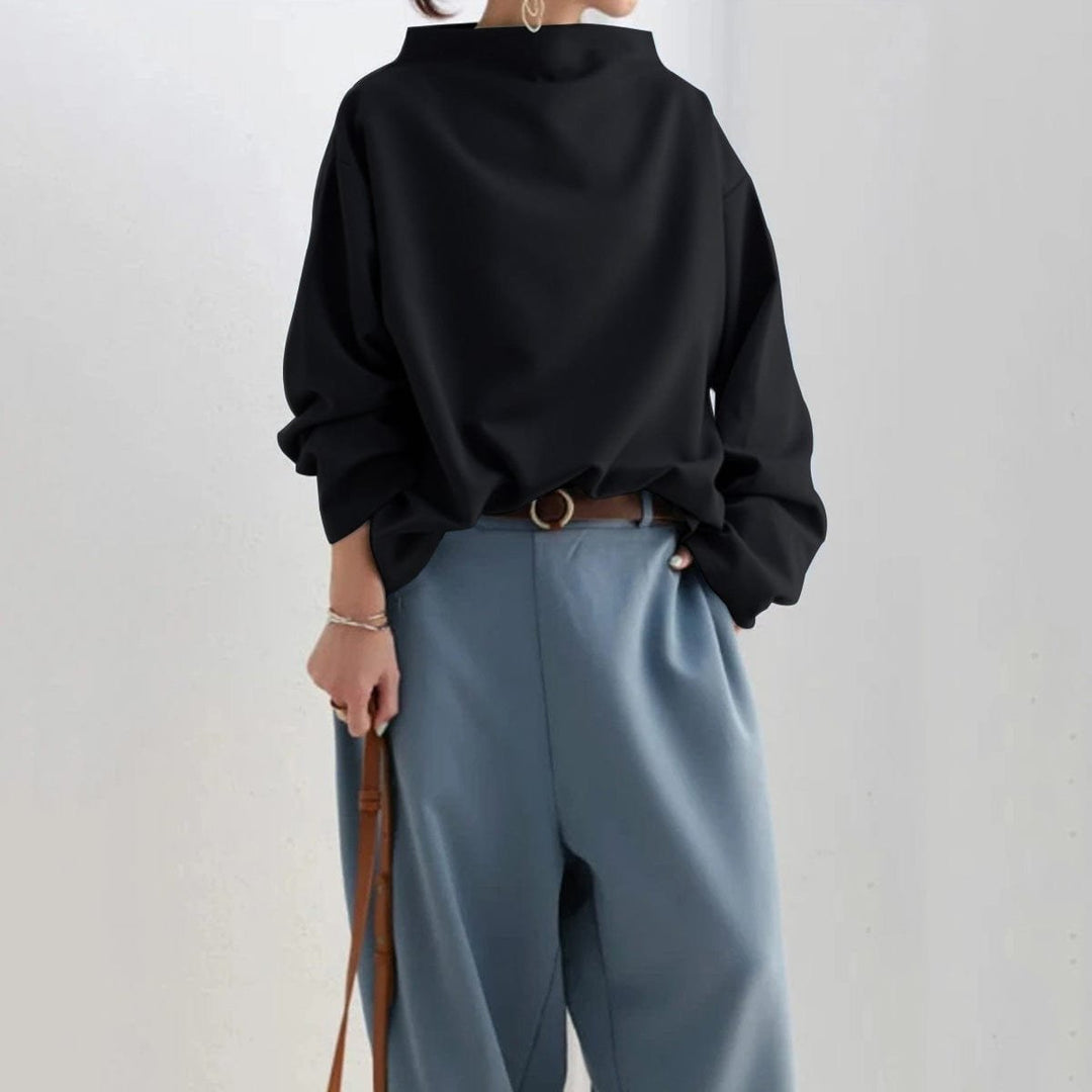 Women's Oversized Mock Neck Knit Sweater Top Long Sleeve