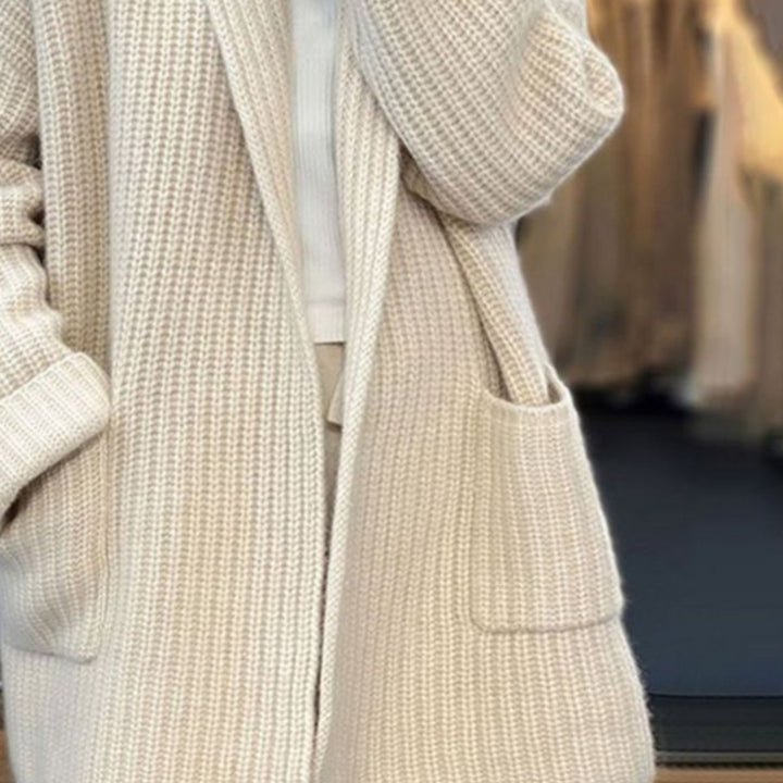 Women's Oversized Open-Front Knitted Cardigan Scarf Detail