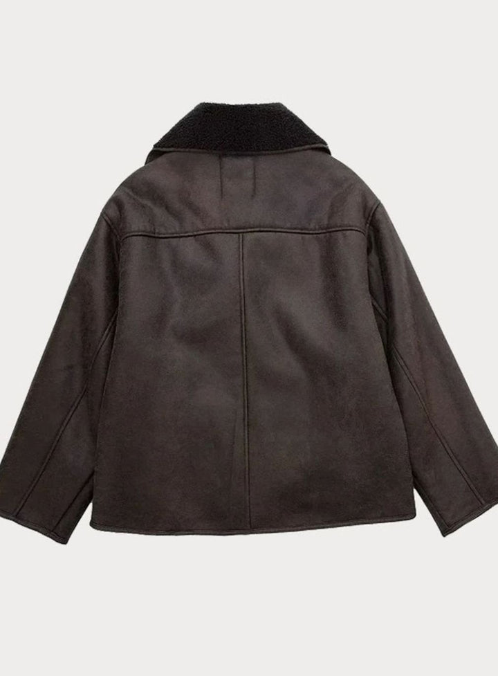 Women's Oversized Shearling-Lined Double-Breasted Jacket