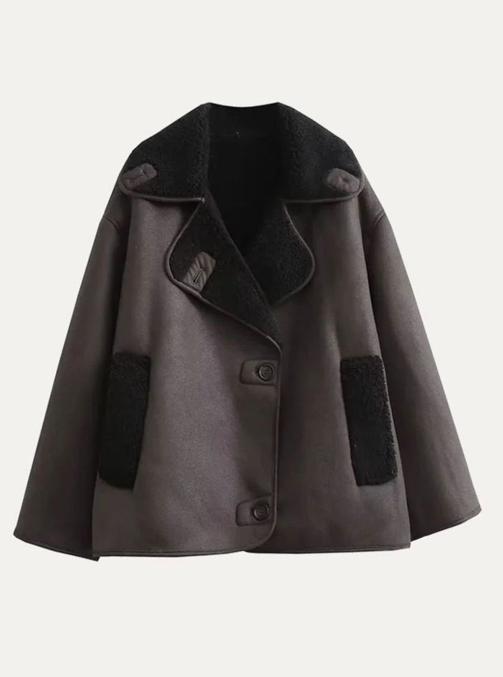 Women's Oversized Shearling-Lined Double-Breasted Jacket