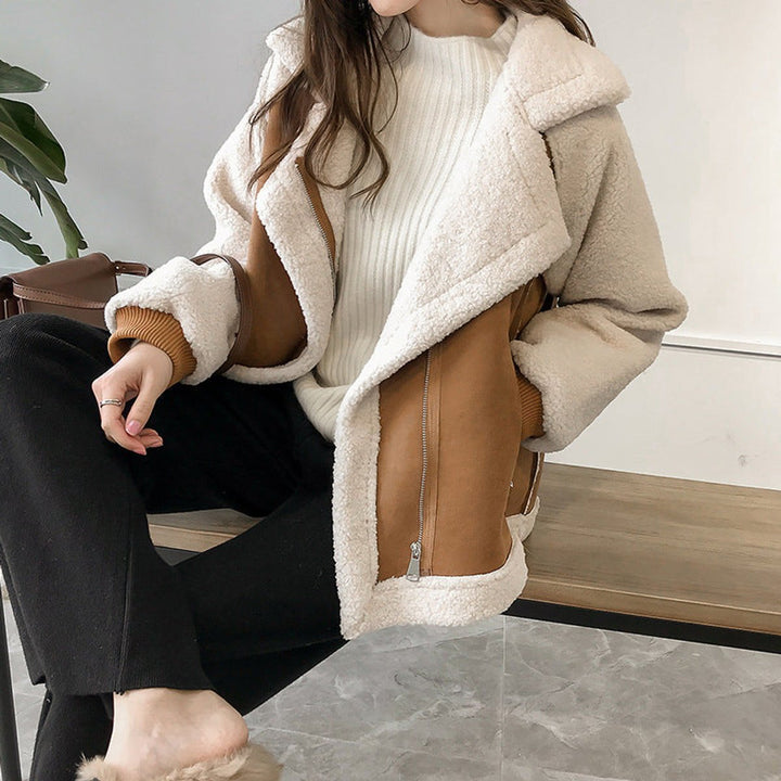 Women's Oversized Sherpa Fleece Zip-Up Winter Coat