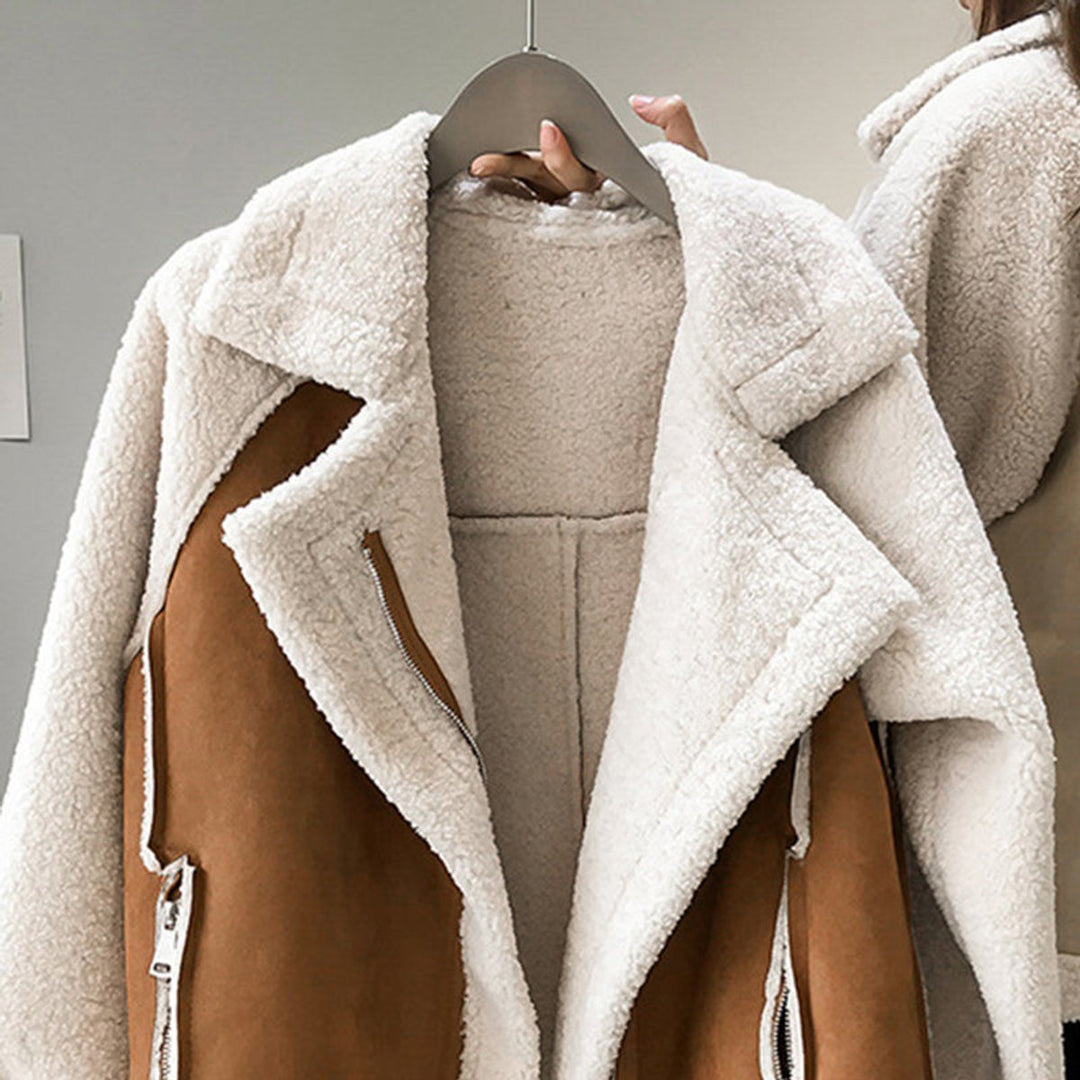 Women's Oversized Sherpa Fleece Zip-Up Winter Coat