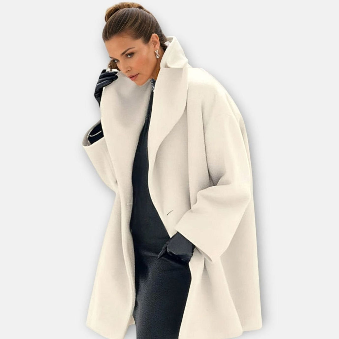 Women's Oversized Wide-Collar Longline Winter Coat - White