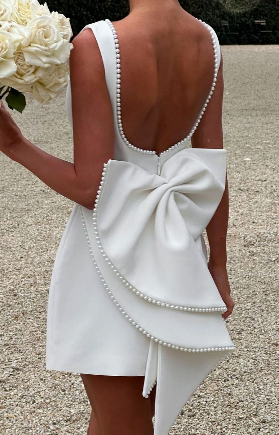 Women's Pearl Trim Sleeveless A-Line Mini Dress Wedding Guest