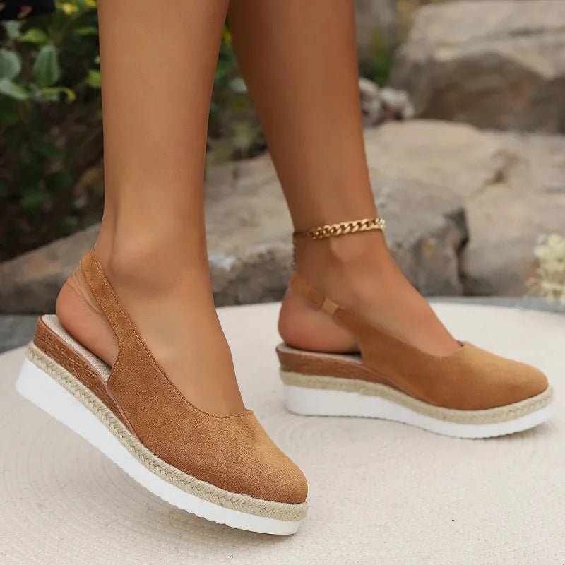 Women's Platform Espadrilles Slip-On Orthopedic Canvas - Khaki