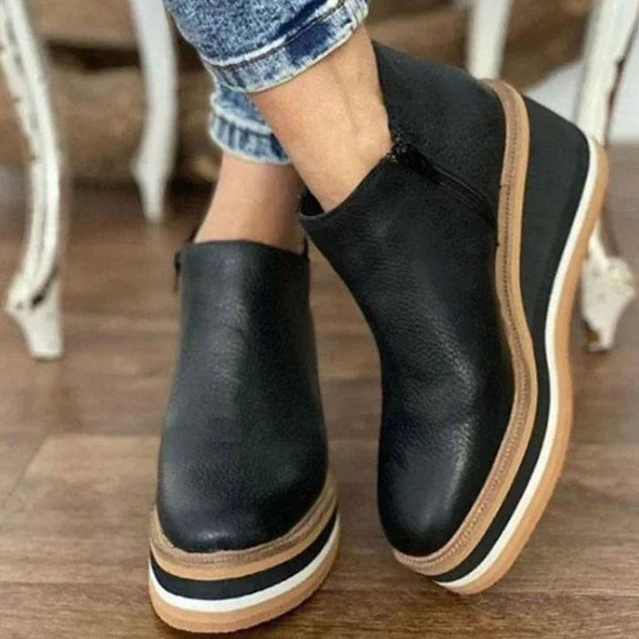 Women's Platform Wedge Slip-On Chelsea Boots - Black