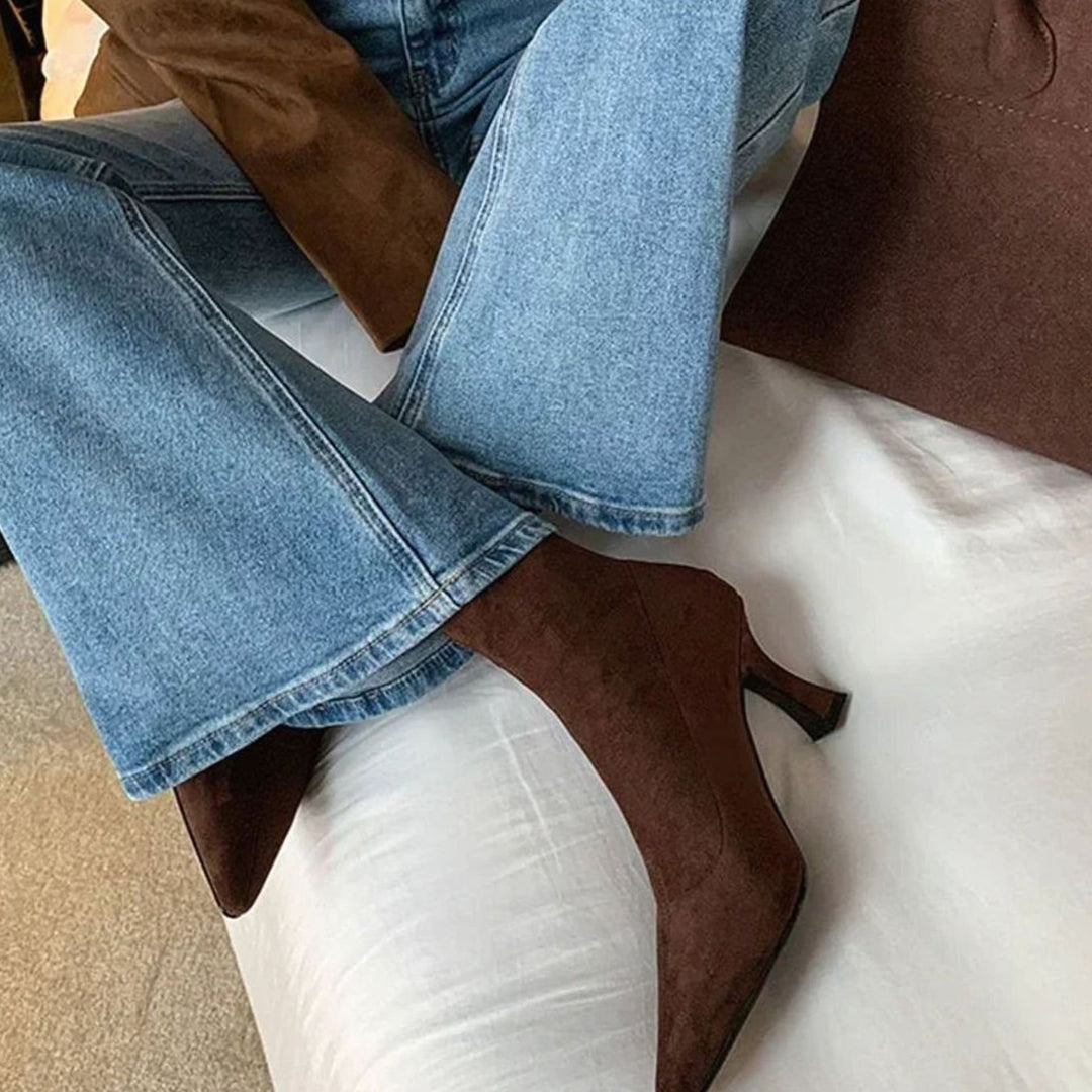 Women's Pointed Kitten Heel Sock Ankle Boots