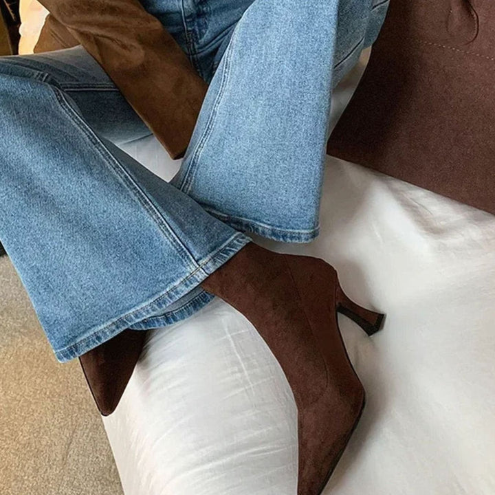 Women's Pointed Kitten Heel Sock Ankle Boots