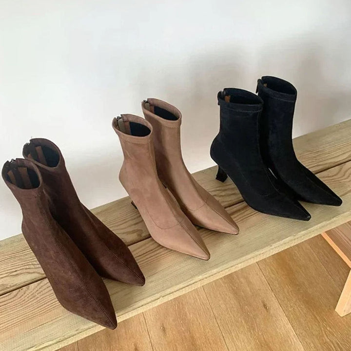 Women's Pointed Kitten Heel Sock Ankle Boots