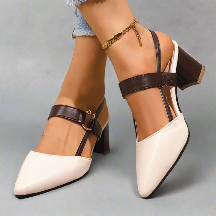 Women's Pointed-Toe T-Strap Block Heel Pumps