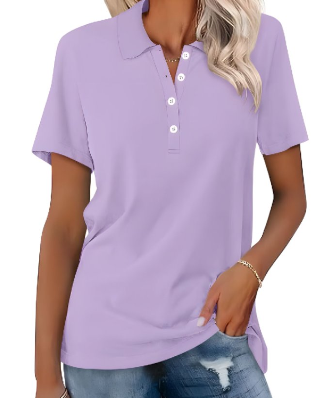 Women's Polo Shirt Pique Cotton Relaxed Fit Short Sleeve