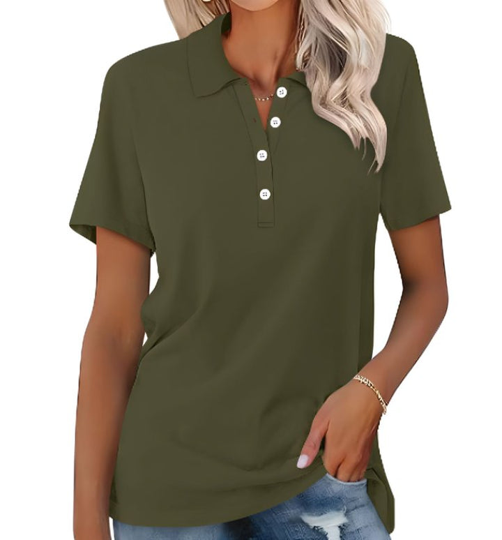 Women's Polo Shirt Pique Cotton Relaxed Fit Short Sleeve