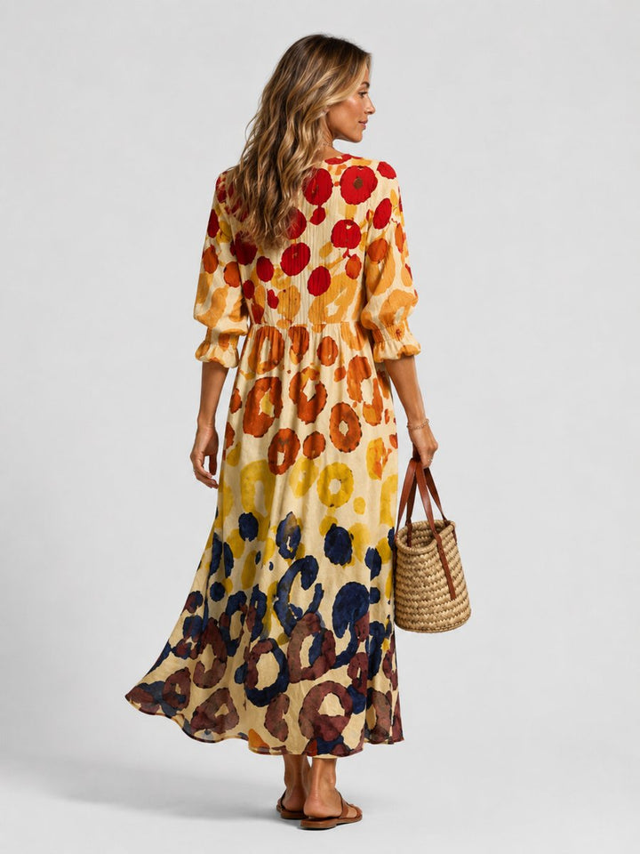 Women's Printed Maxi Shirt Dress Relaxed Flowing Button-Front