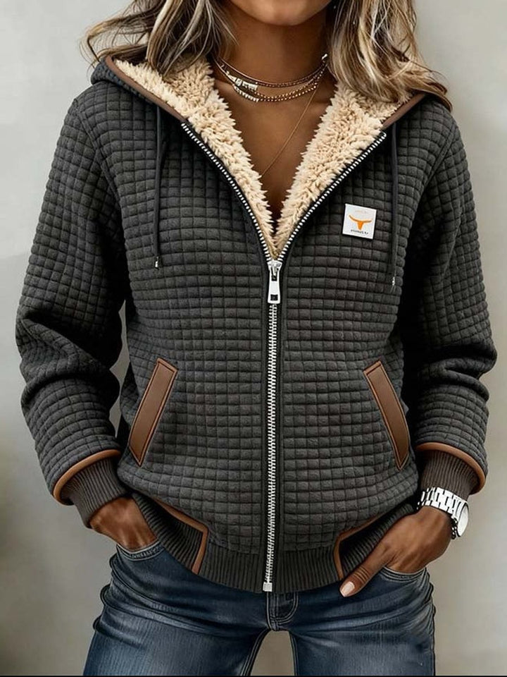 Women's Quilted Jacket Fleece-Lined Hooded Full-Zip Outerwear