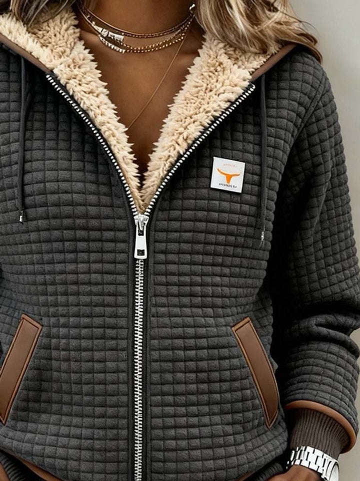 Women's Quilted Jacket Fleece-Lined Hooded Full-Zip Outerwear