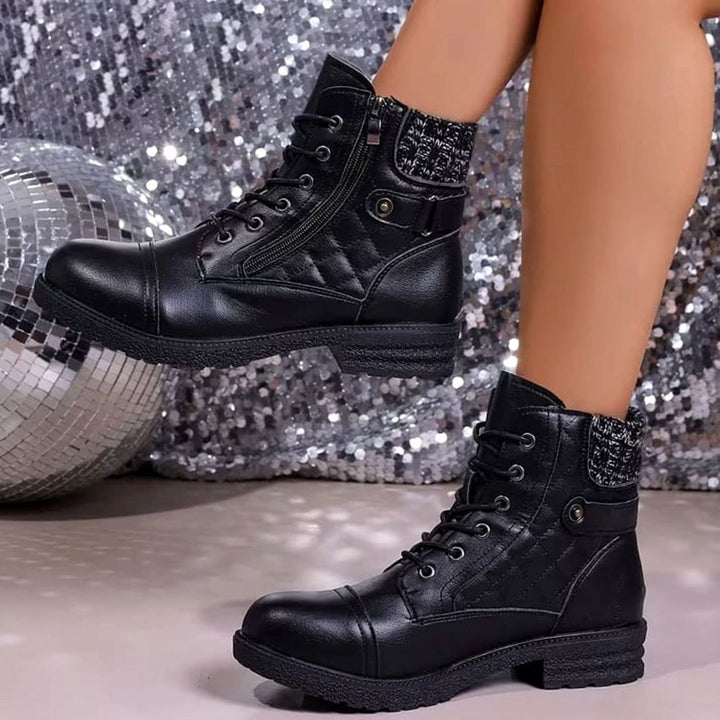 Women's Quilted Lace-Up Side-Zip Ankle Boots