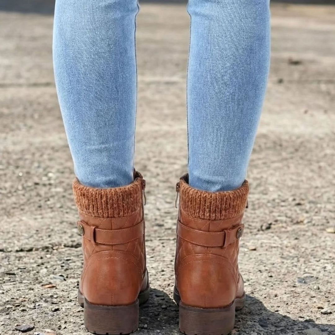 Women's Quilted Lace-Up Side-Zip Ankle Boots