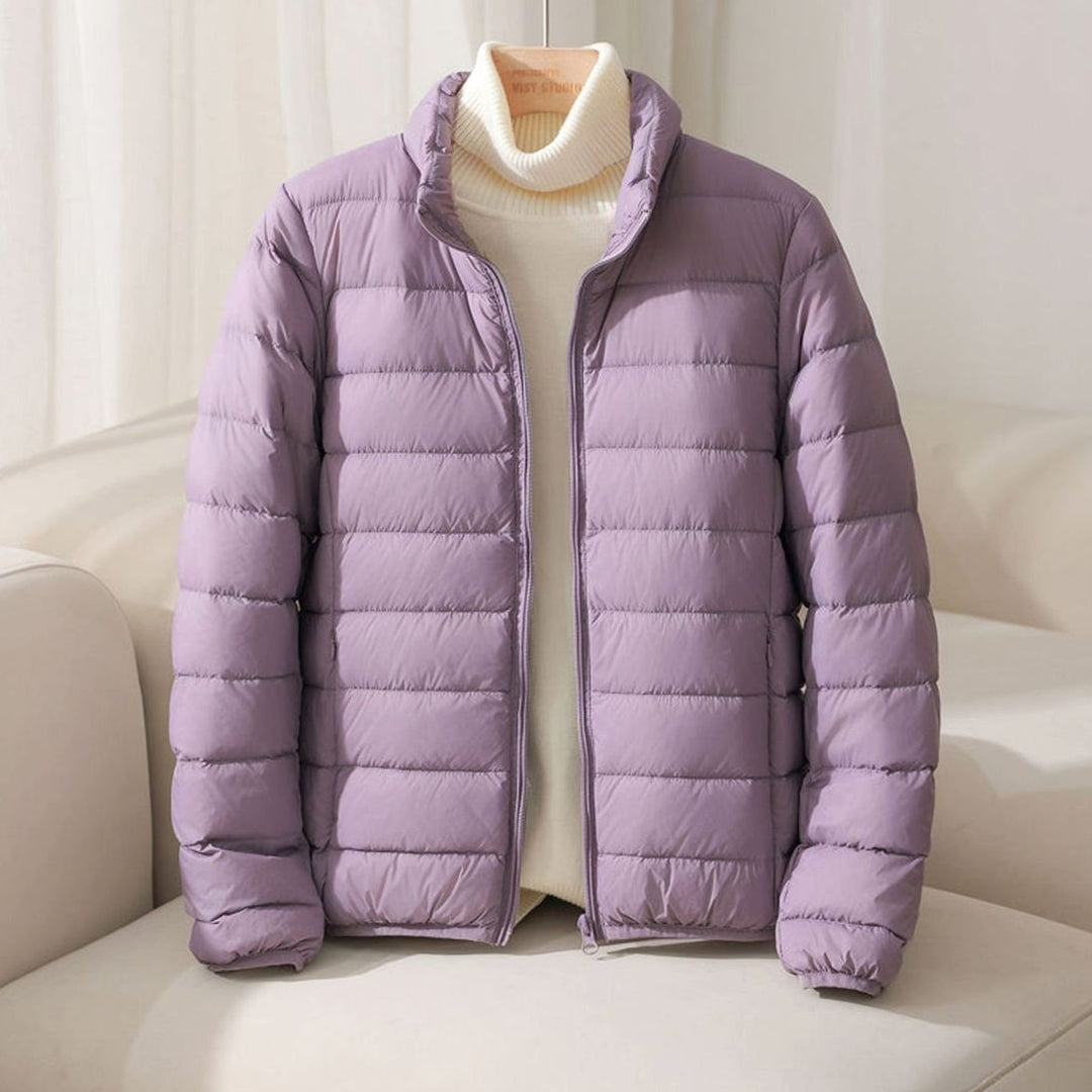 Women's Quilted Padded Coat Lightweight Ladies Puffer Jacket - Lavender
