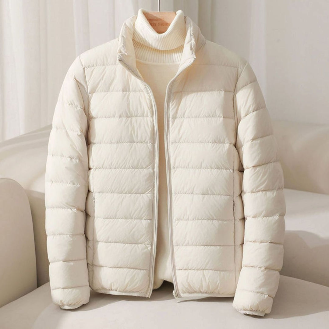 Women's Quilted Padded Coat Lightweight Ladies Puffer Jacket - Beige