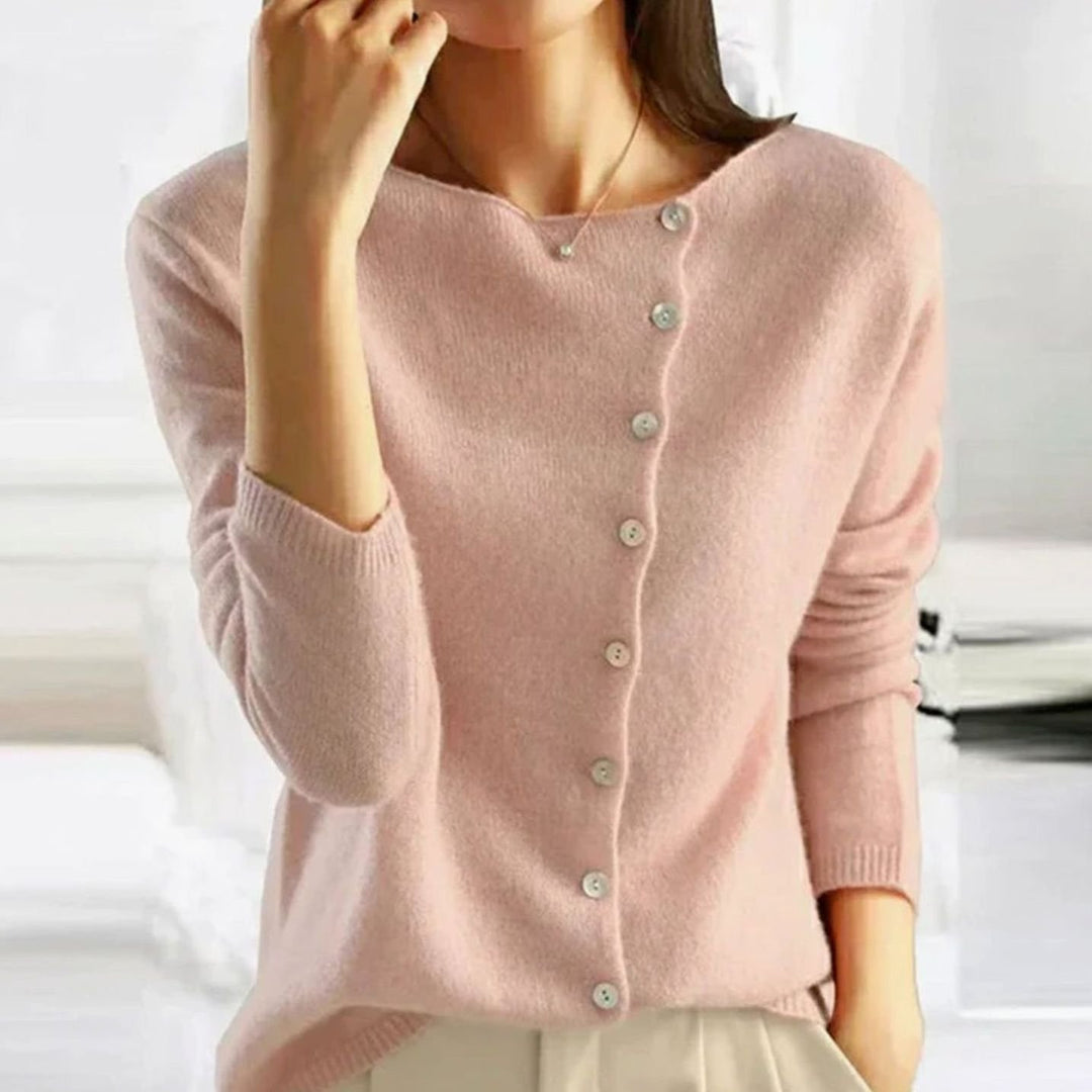 Women's Relaxed Fit Button Front Cardigan Soft Knit Jumper - Pink