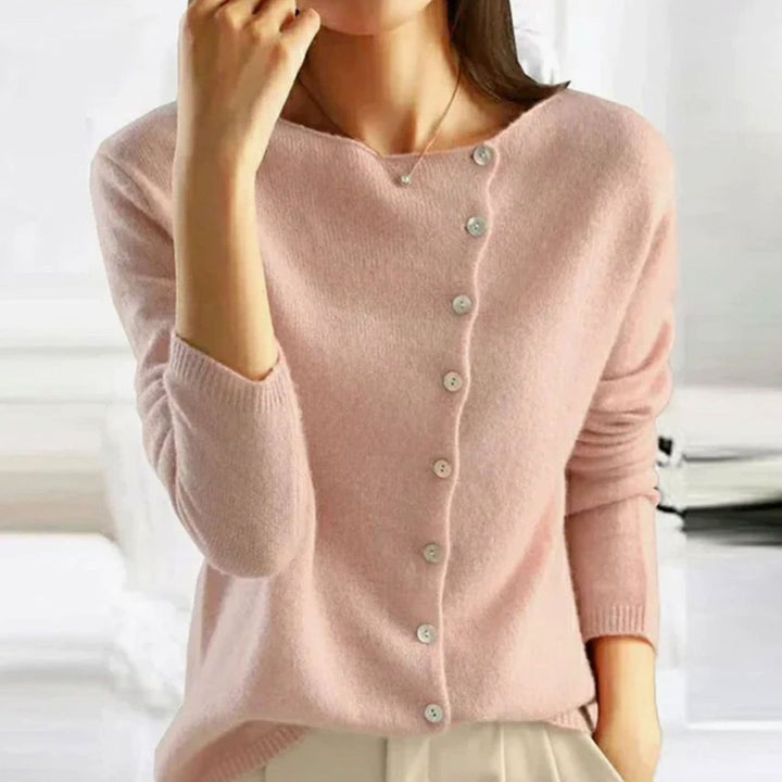 Women's Relaxed Fit Button Front Cardigan Soft Knit Jumper - Pink