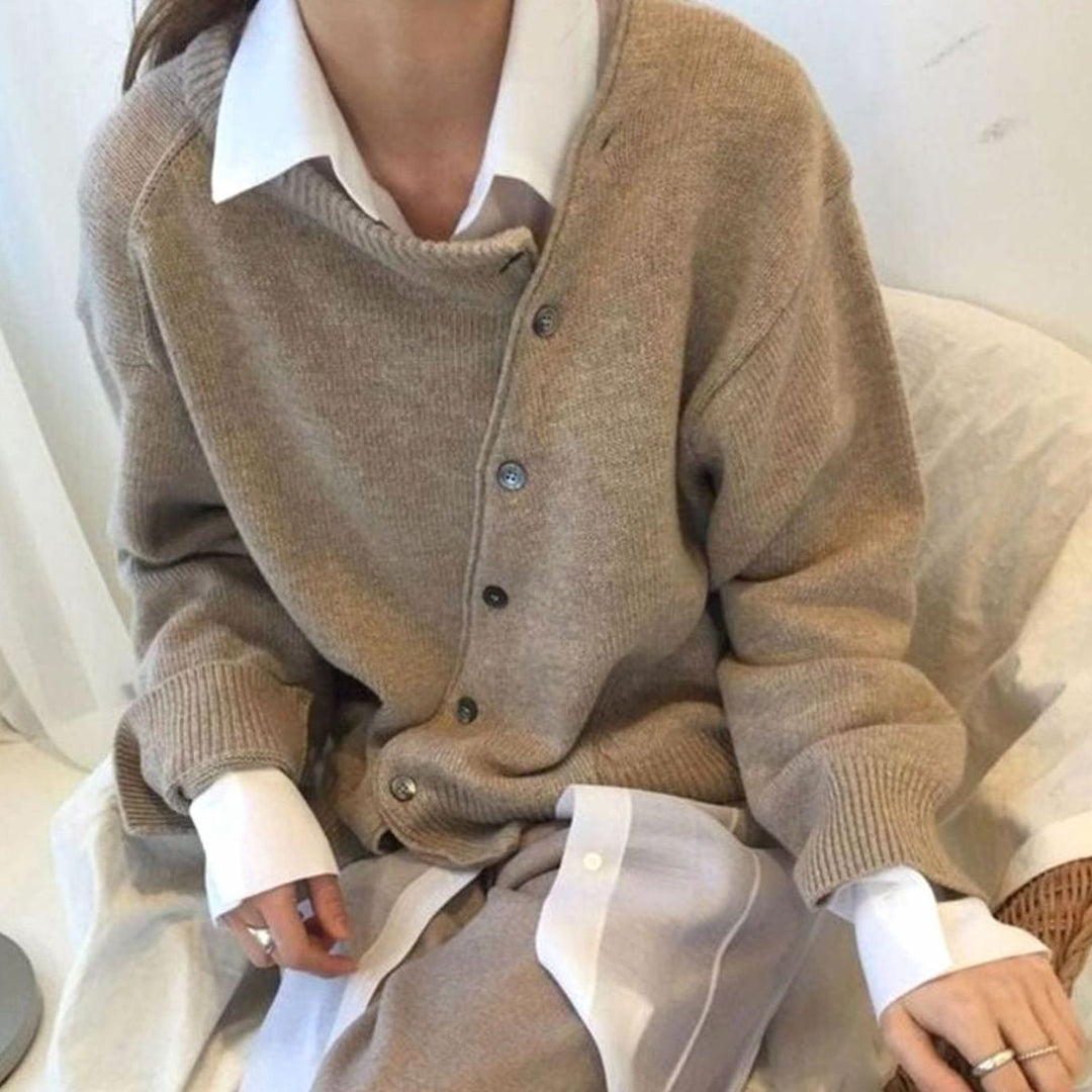 Women's Relaxed-Fit Button-Up Layering Knit Sweater Cardigan