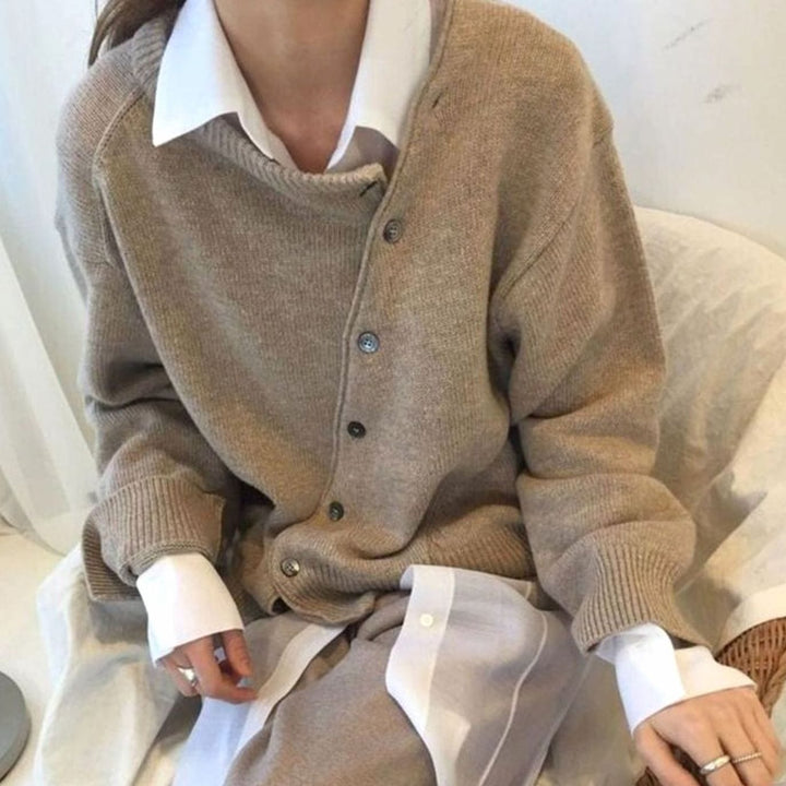 Women's Relaxed-Fit Button-Up Layering Knit Sweater Cardigan