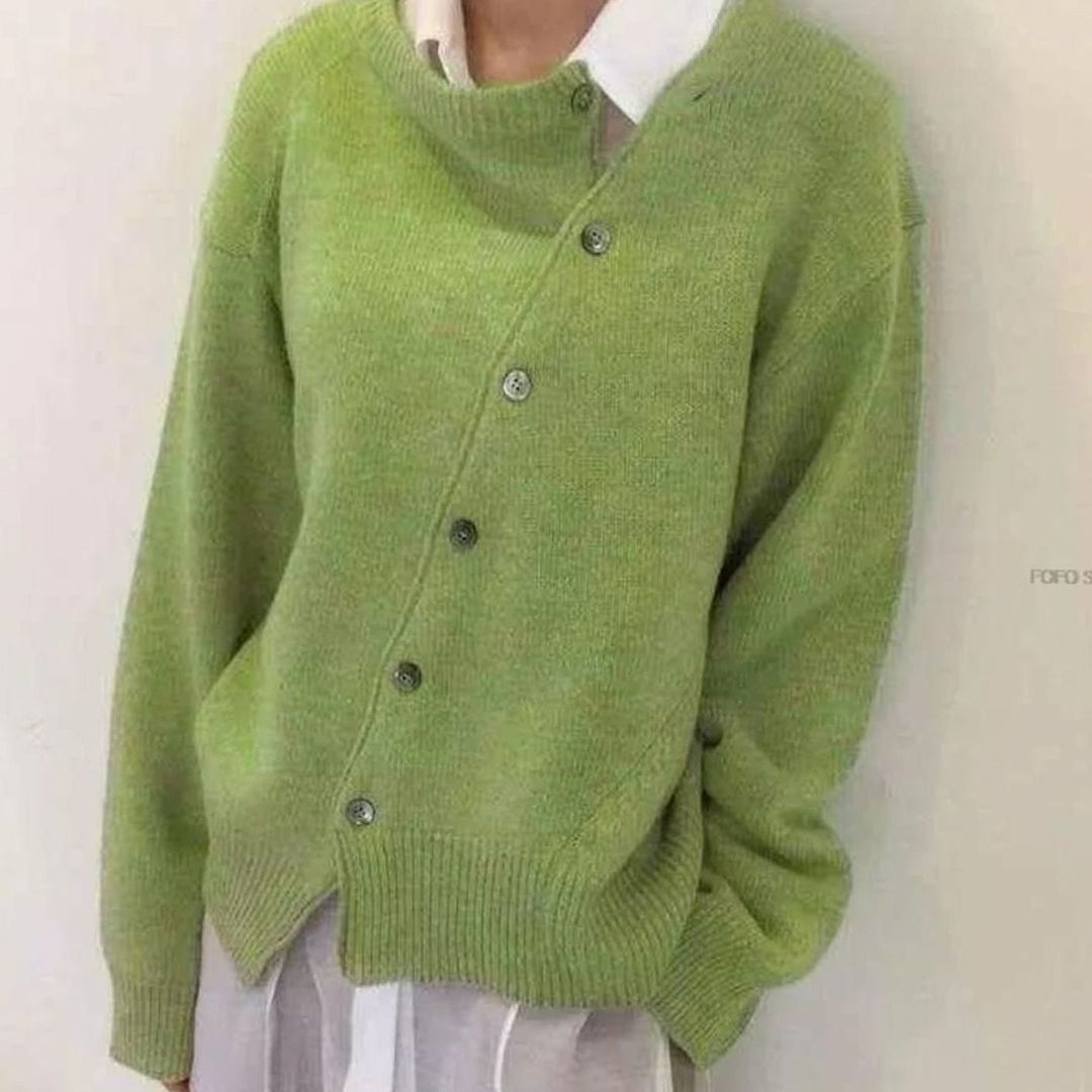 Women's Relaxed-Fit Button-Up Layering Knit Sweater Cardigan - Green