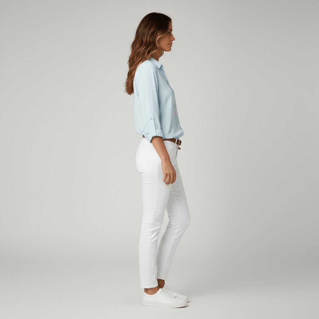 Women's Relaxed-Fit Button-Up Long-Sleeve Shirt-Collar Blouse