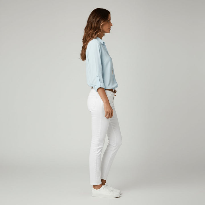 Women's Relaxed-Fit Button-Up Long-Sleeve Shirt-Collar Blouse