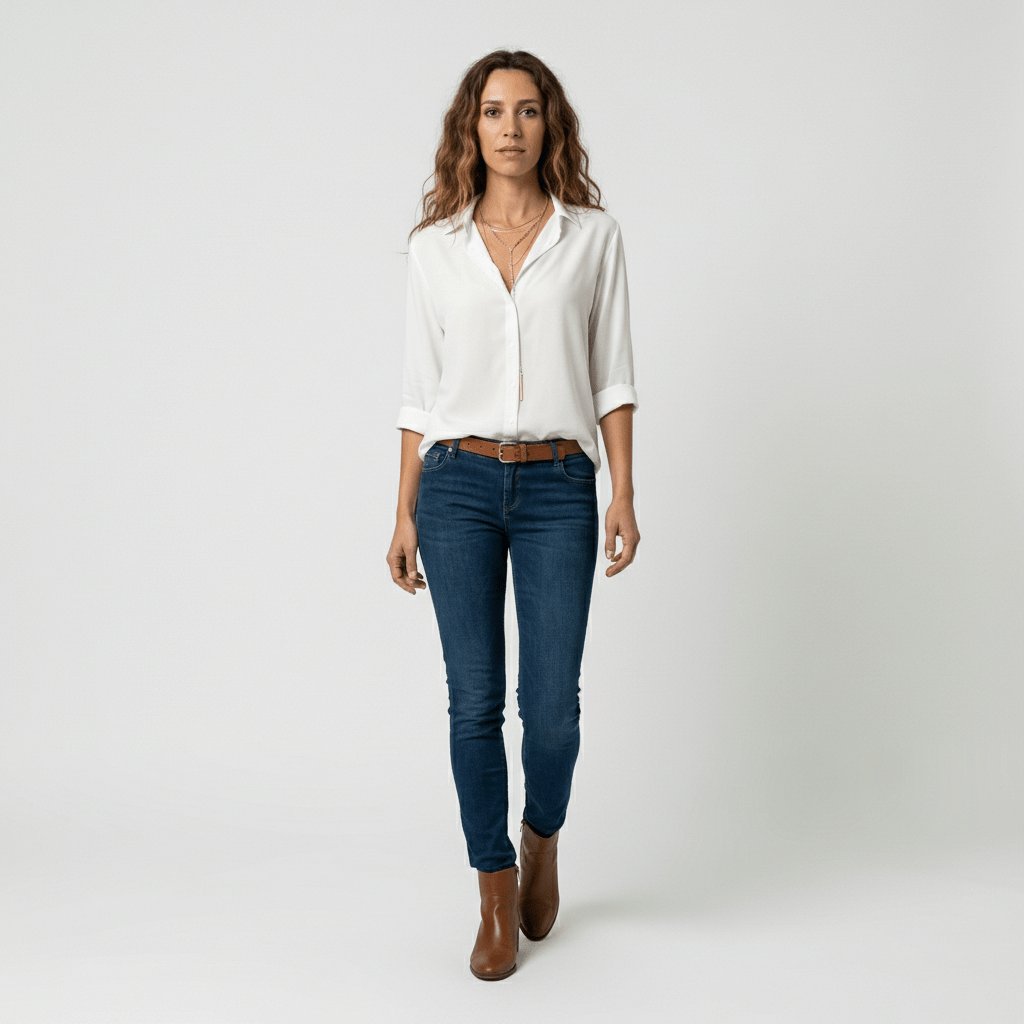 Women's Relaxed-Fit Button-Up Long-Sleeve Shirt-Collar Blouse