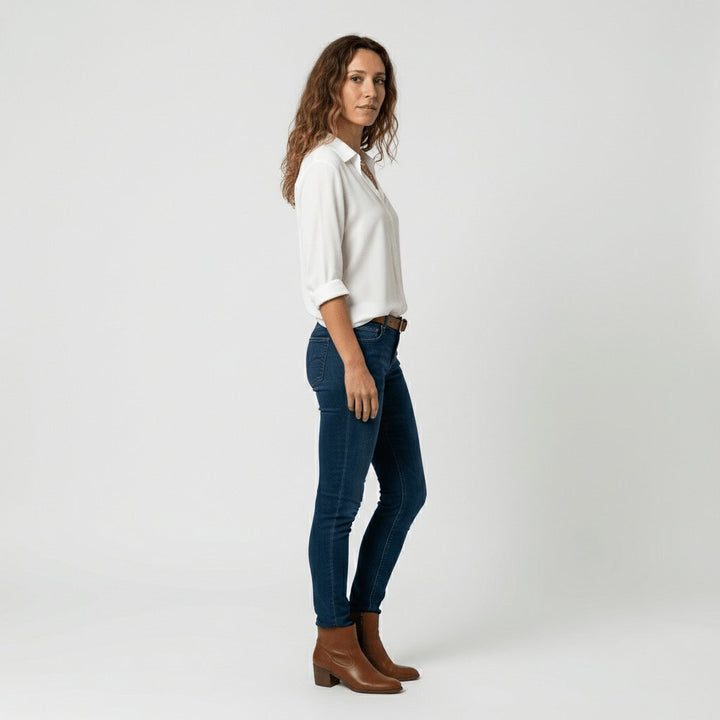 Women's Relaxed-Fit Button-Up Long-Sleeve Shirt-Collar Blouse