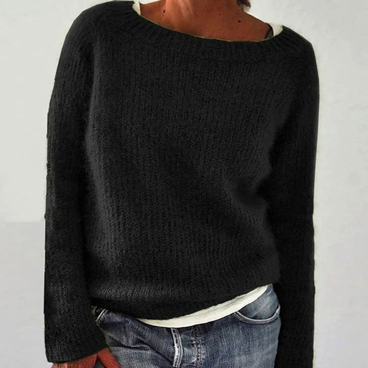 Women's Relaxed-Fit Casual Knit Pullover Sweater - Black