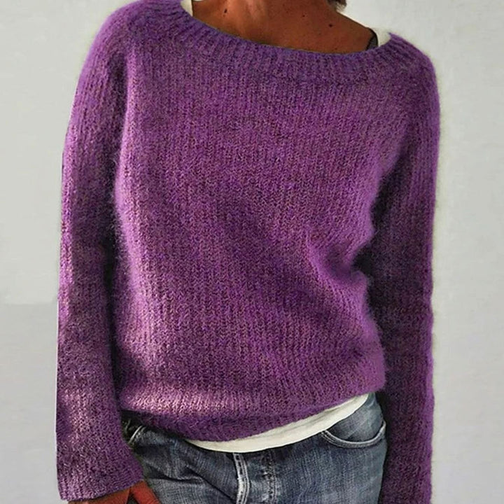 Women's Relaxed-Fit Casual Knit Pullover Sweater - Purple