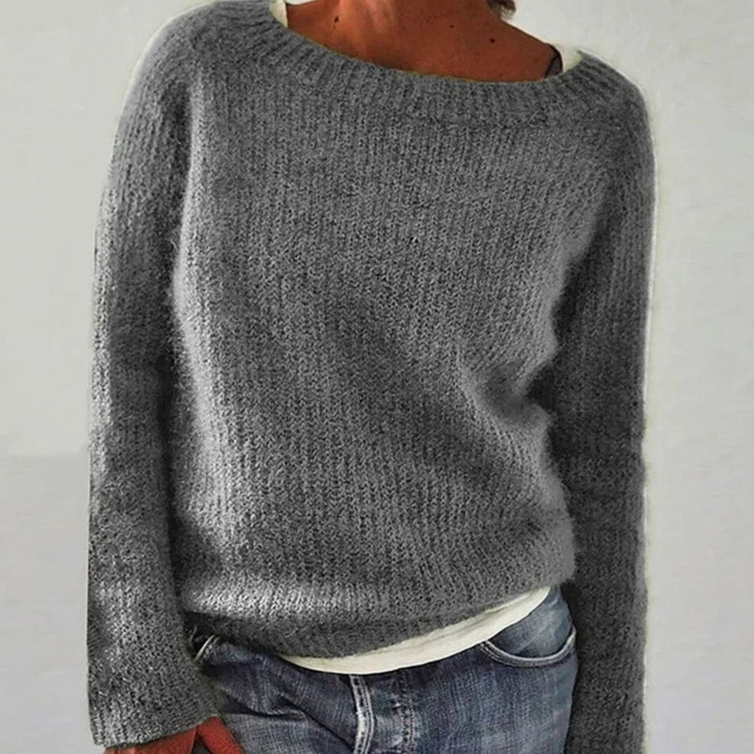 Women's Relaxed-Fit Casual Knit Pullover Sweater - Grey