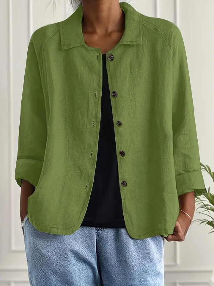 Women's Relaxed-Fit Collared Button-Front Long-Sleeve Shirt Jacket - Green