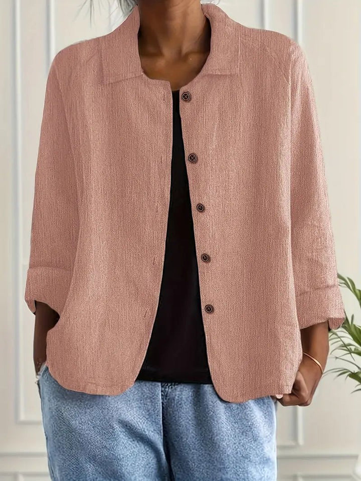 Women's Relaxed-Fit Collared Button-Front Long-Sleeve Shirt Jacket - Pink