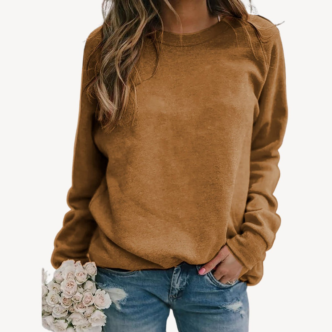 Women's Relaxed-Fit Crewneck Casual Jumper - Brown