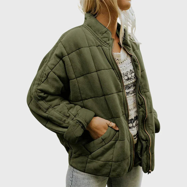 Women's Relaxed-Fit Diamond Quilted Zip-Up Jacket - Green (Almost Sold Out)