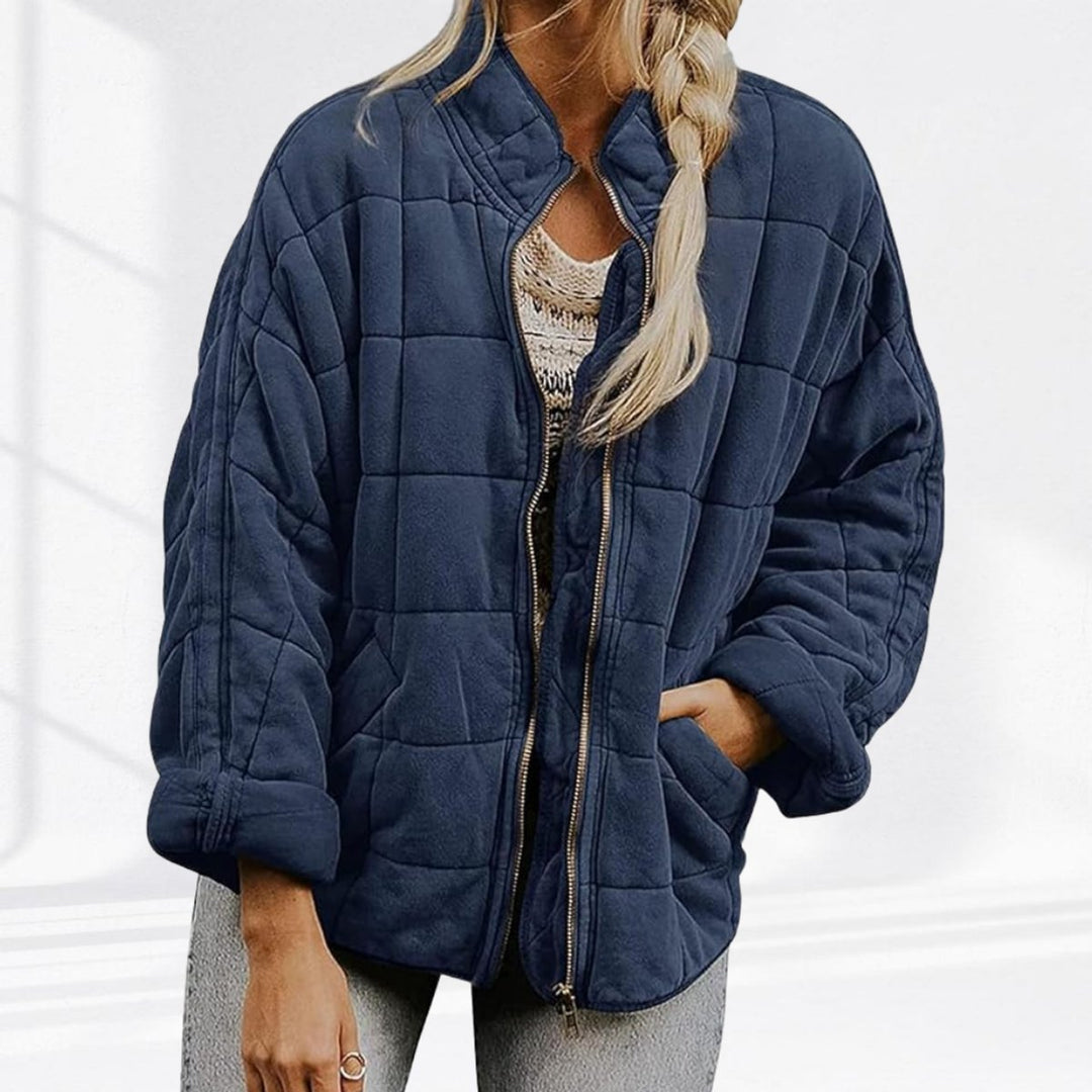 Women's Relaxed-Fit Diamond Quilted Zip-Up Jacket