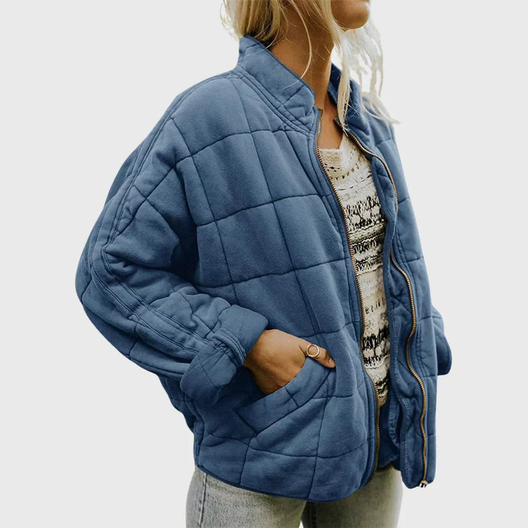 Women's Relaxed-Fit Diamond Quilted Zip-Up Jacket - Blue
